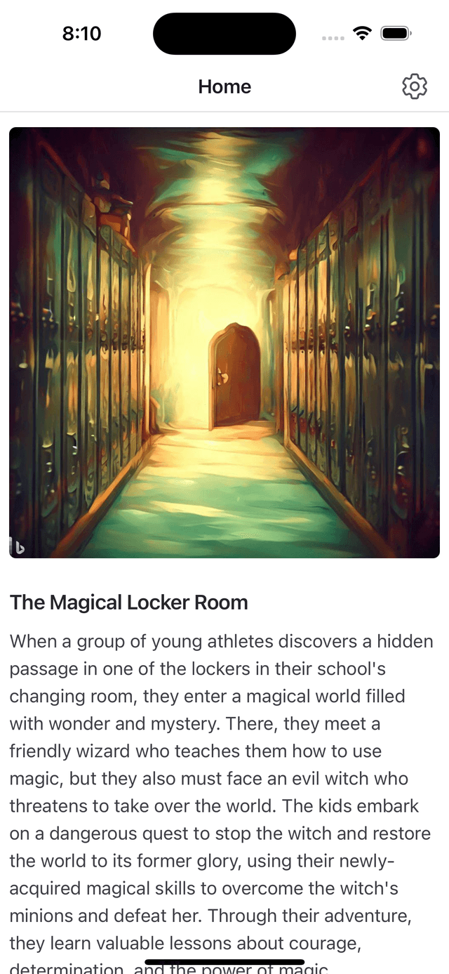 Screenshot of storybook archives